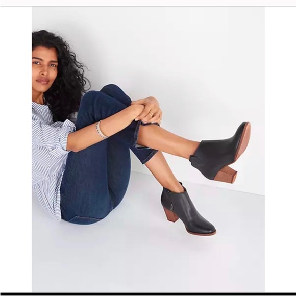 Madewell Black Leather Billie Ankle Boots Size 6.5 - Picture 3 of 8